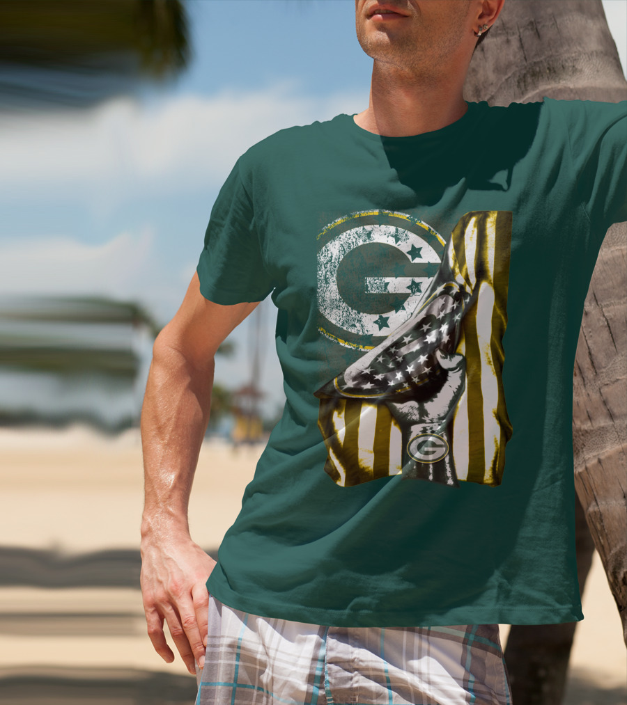 Green Bay Packers American Flag T-Shirt