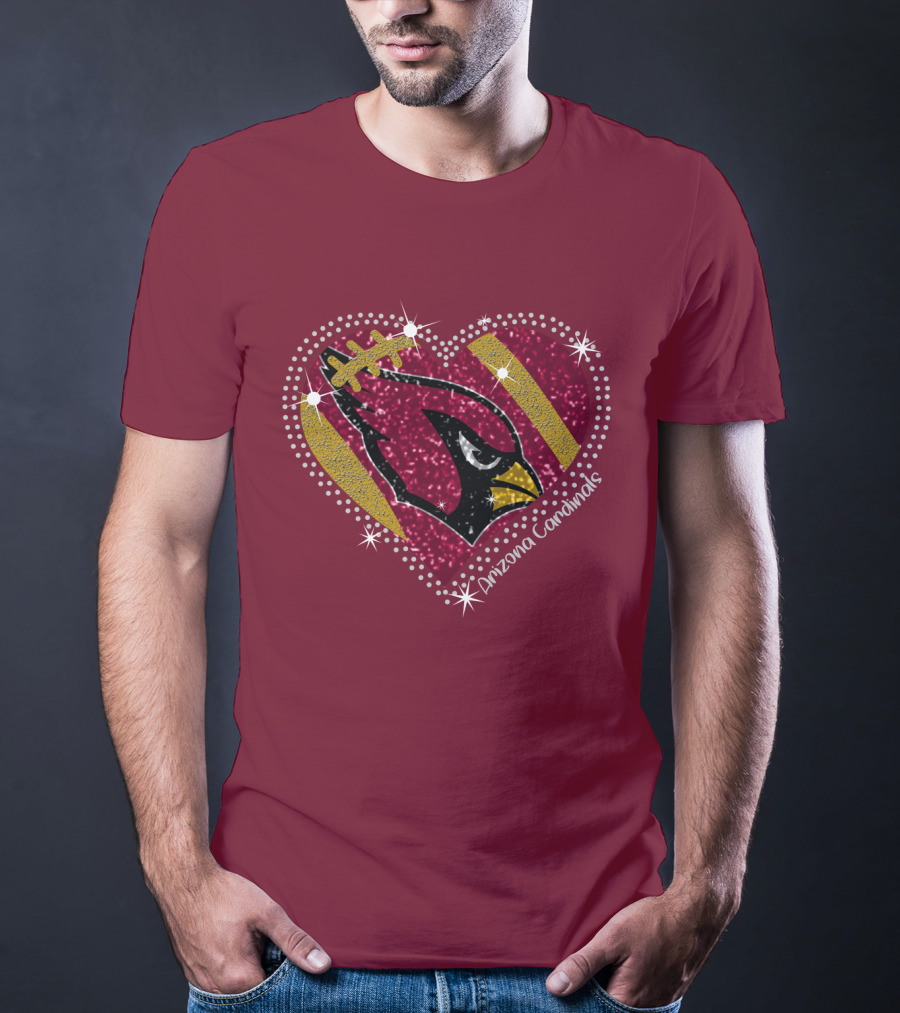 Arizona Cardinals Heart Logo Sparkle T-Shirt