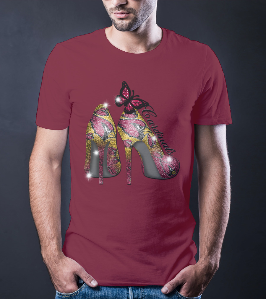 Arizona Cardinals Heels Butterfly Sparkle T-Shirt