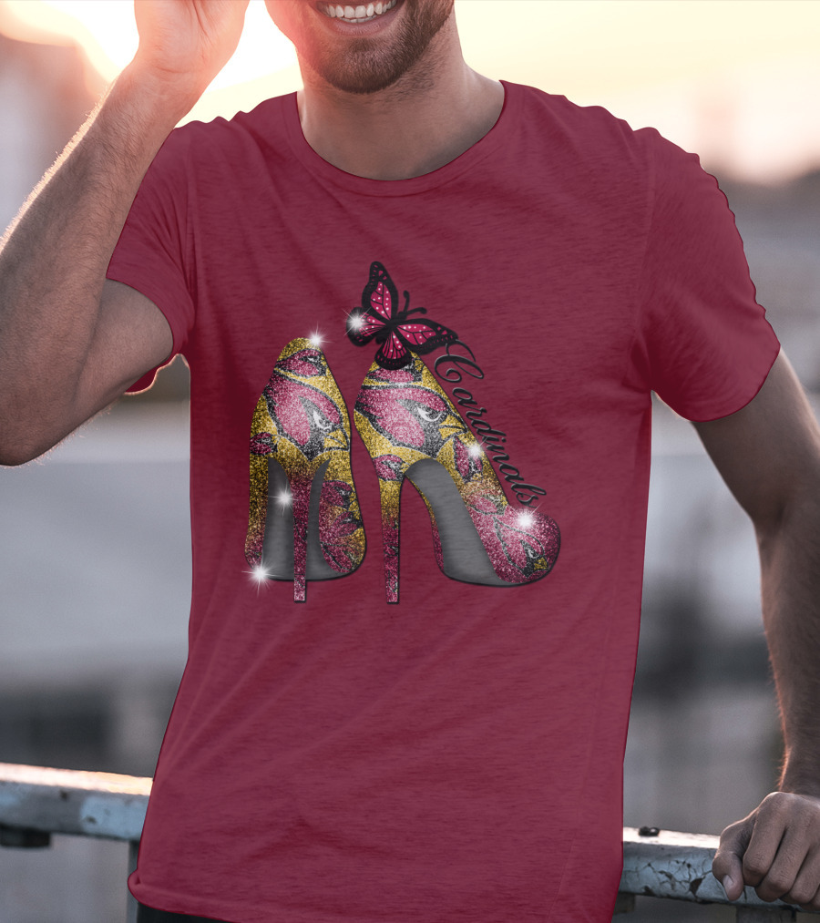 Arizona Cardinals Heels Butterfly Sparkle T-Shirt