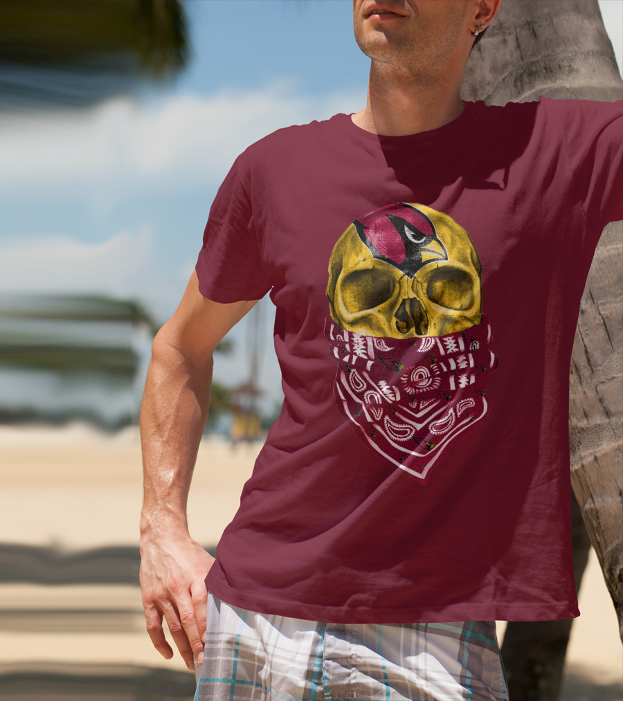 Arizona Cardinals Skull Bandana Red T-Shirt
