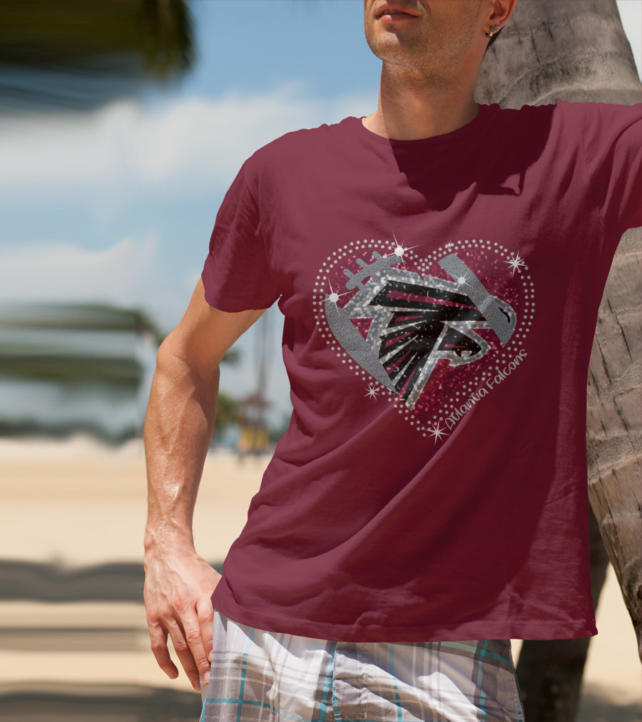 Atlanta Falcons Sparkling Heart T-Shirt