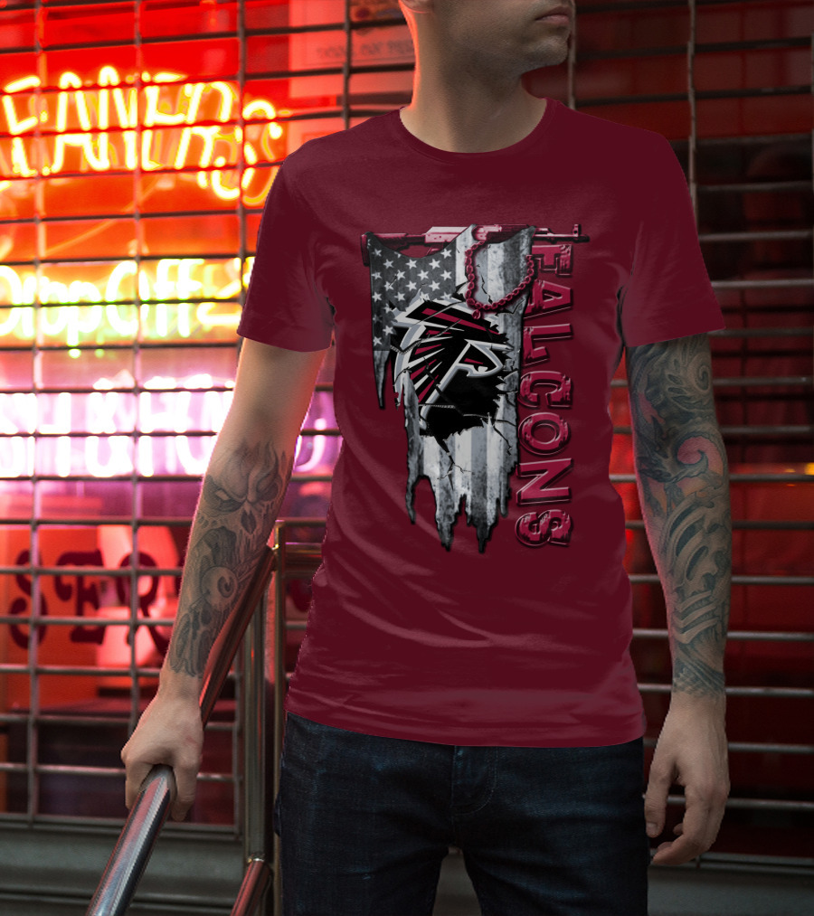 Atlanta Falcons American Flag Football Team T-Shirt