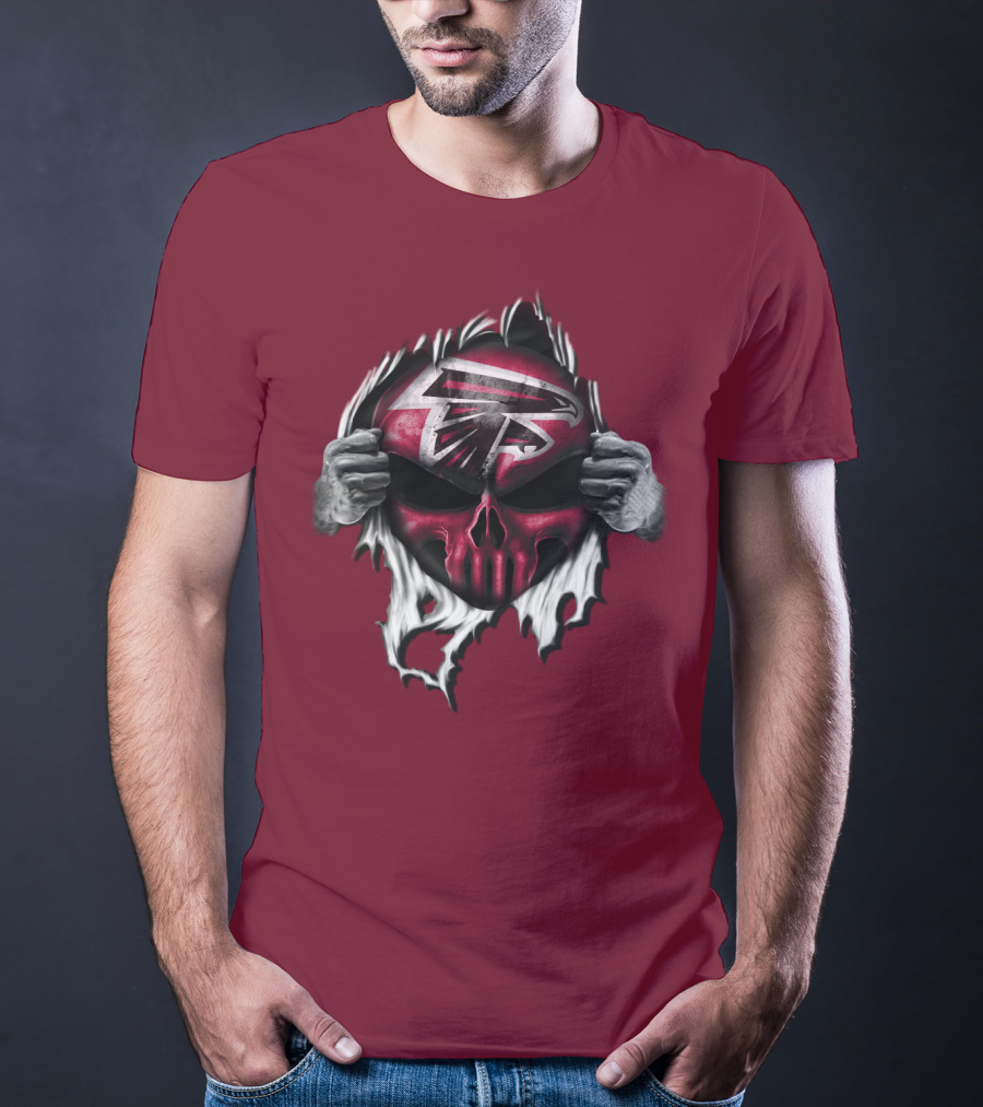 Atlanta Falcons Skull Logo Tearing T-Shirt