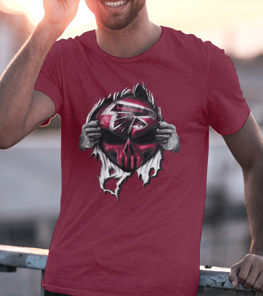 Atlanta Falcons Skull Logo Tearing T-Shirt