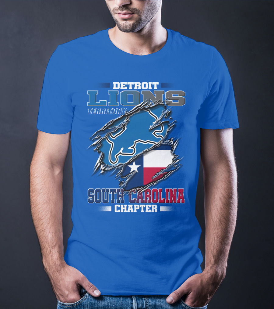 Detroit Lions Territory South Carolina Chapter Texas Flag T-Shirt