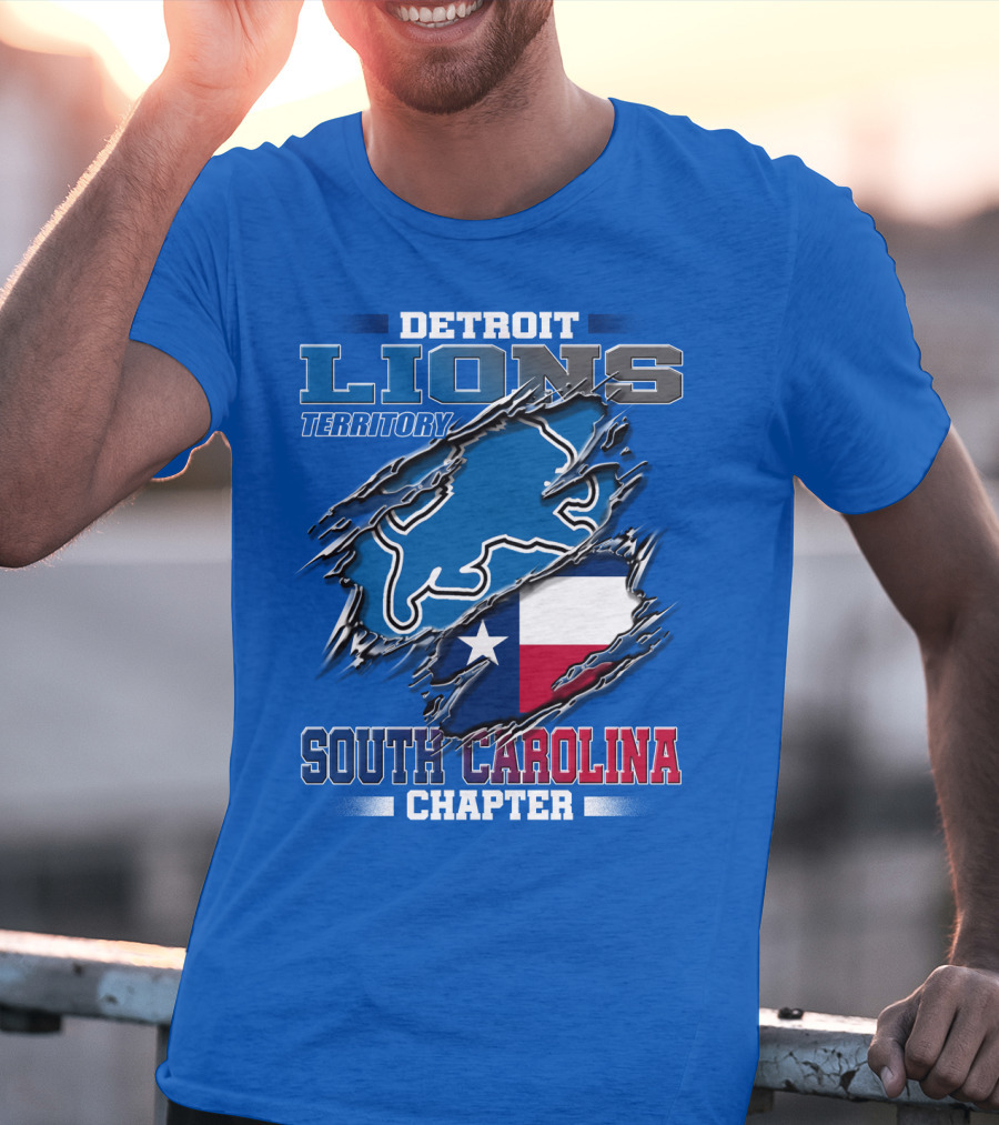 Detroit Lions Territory South Carolina Chapter Texas Flag T-Shirt