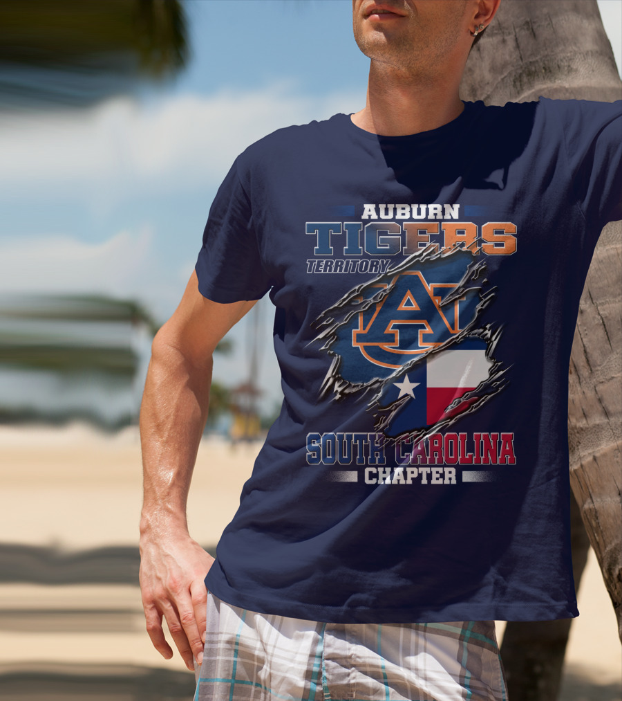 Auburn Tigers Territory South Carolina Chapter Texas Flag Icons T-Shirt