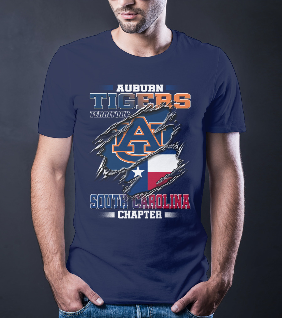 Auburn Tigers Territory South Carolina Chapter Texas Flag Icons T-Shirt