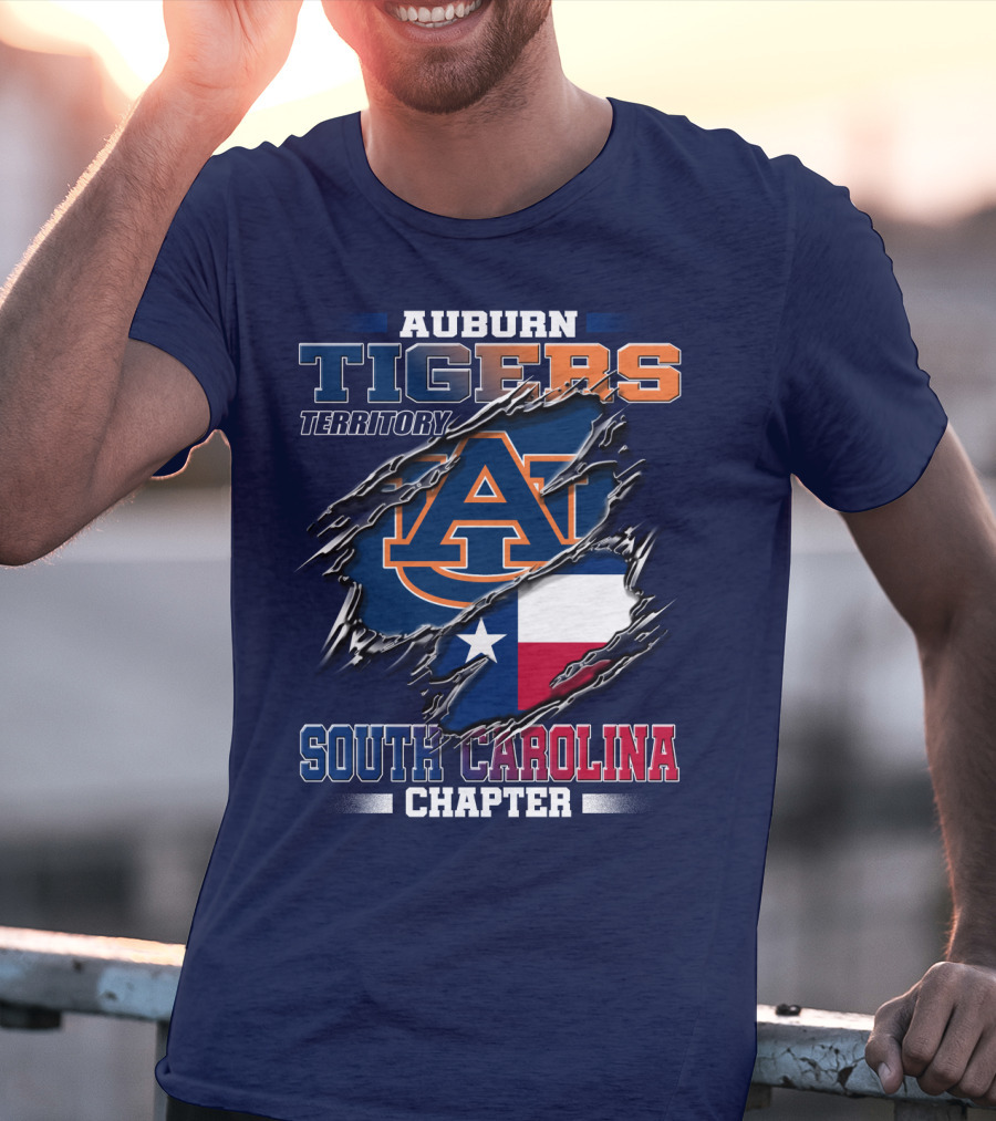 Auburn Tigers Territory South Carolina Chapter Texas Flag Icons T-Shirt