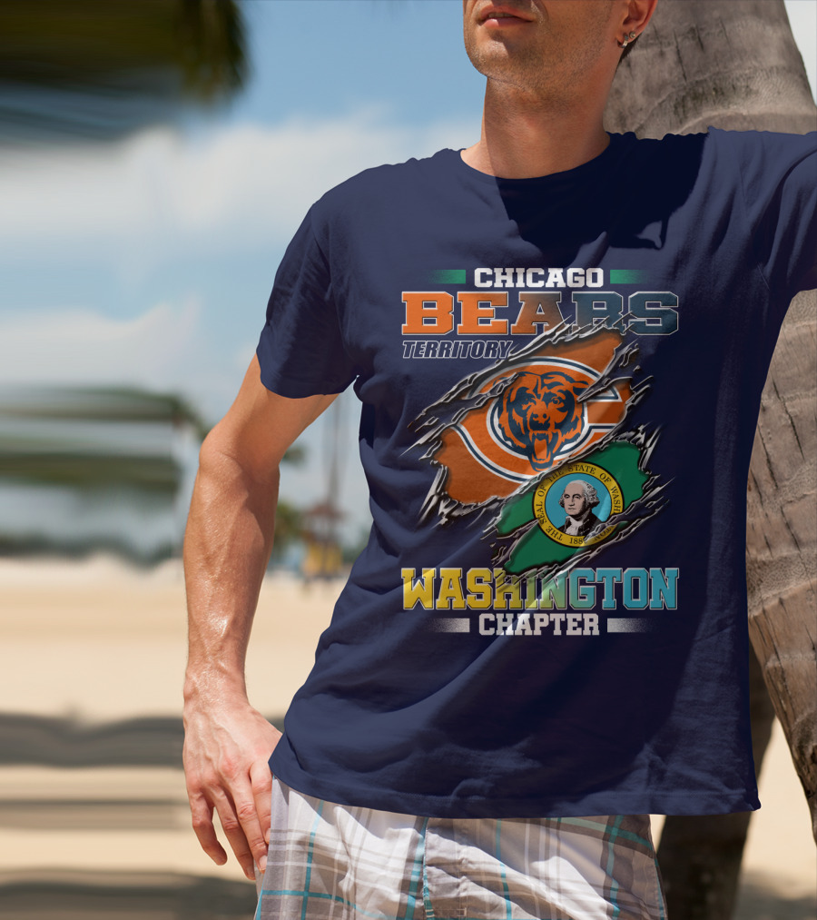 Chicago Bears Territory Washington Chapter State Flag T-Shirt