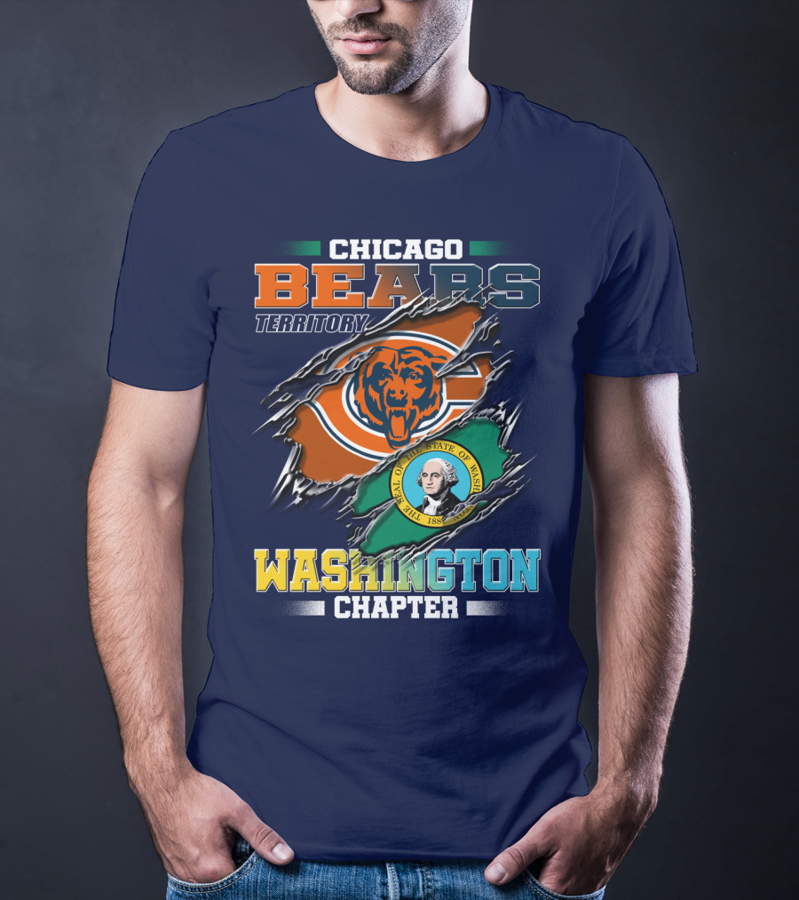 Chicago Bears Territory Washington Chapter State Flag T-Shirt