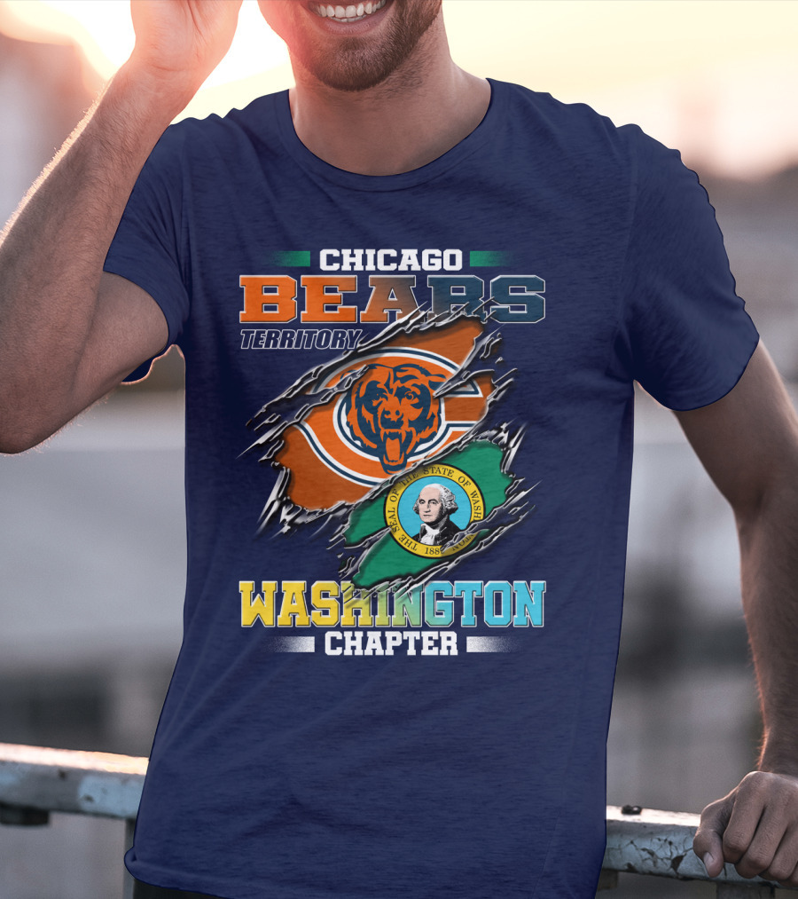 Chicago Bears Territory Washington Chapter State Flag T-Shirt