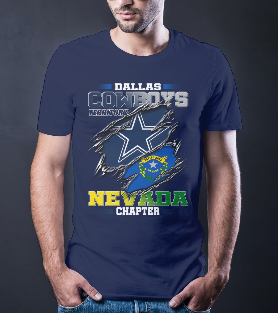 Dallas Cowboys Territory Nevada Chapter Battle Born Star Flag T-Shirt