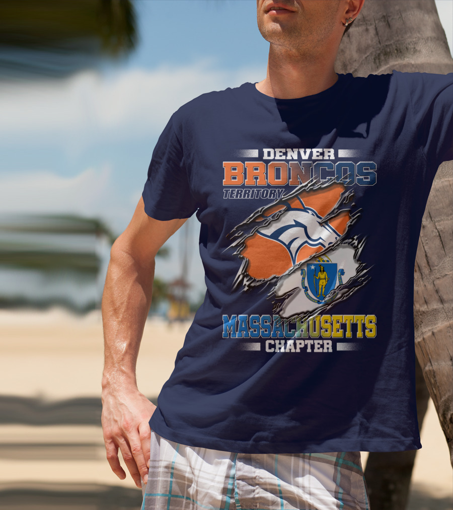 Denver Broncos Territory Massachusetts Chapter Flag T-Shirt