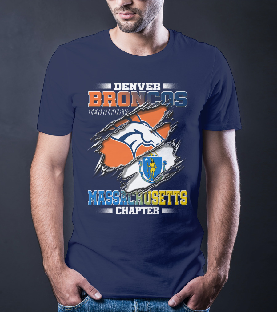 Denver Broncos Territory Massachusetts Chapter Flag T-Shirt