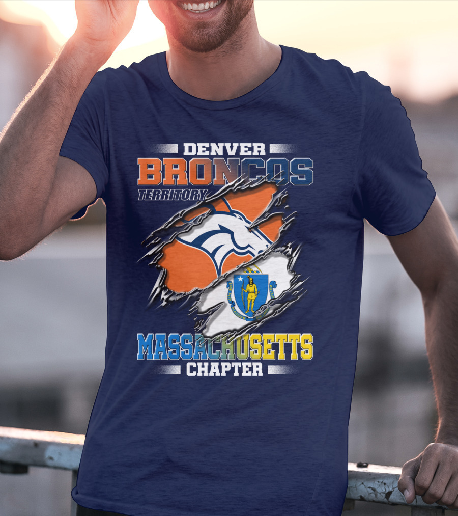 Denver Broncos Territory Massachusetts Chapter Flag T-Shirt