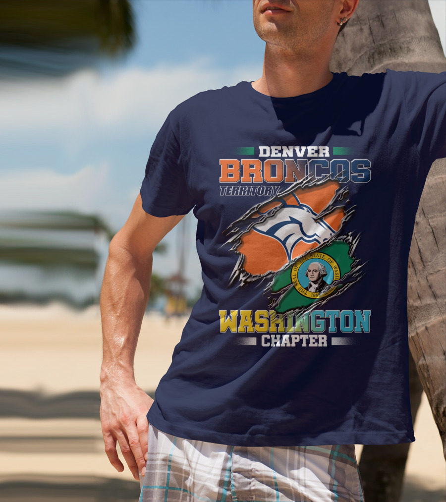 Denver Broncos Territory Washington Chapter Seal Of State Of Washington T-Shirt