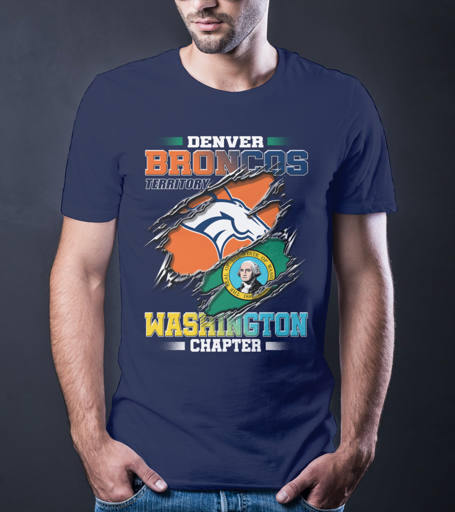 Denver Broncos Territory Washington Chapter Seal Of State Of Washington T-Shirt