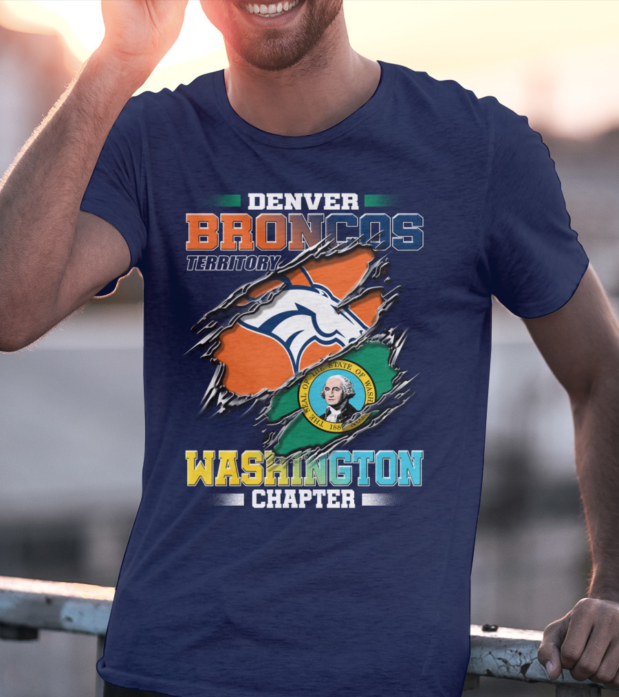 Denver Broncos Territory Washington Chapter Seal Of State Of Washington T-Shirt