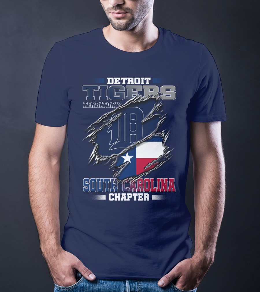 Detroit Tigers Territory South Carolina Chapter Texas Flag T-Shirt