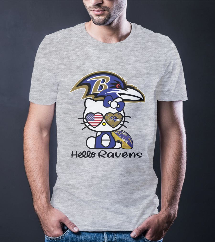 Hello Ravens Football Baltimore Ravens Hello Kitty T-Shirt