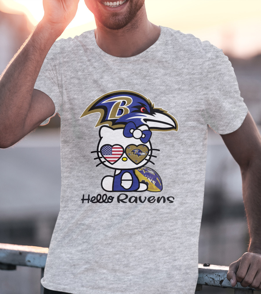 Hello Ravens Football Baltimore Ravens Hello Kitty T-Shirt