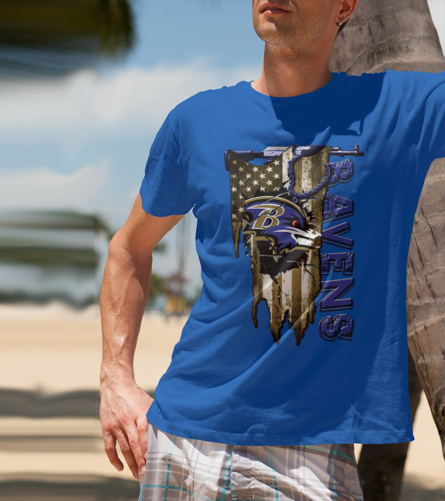 Baltimore Ravens American Flag Chain T-Shirt
