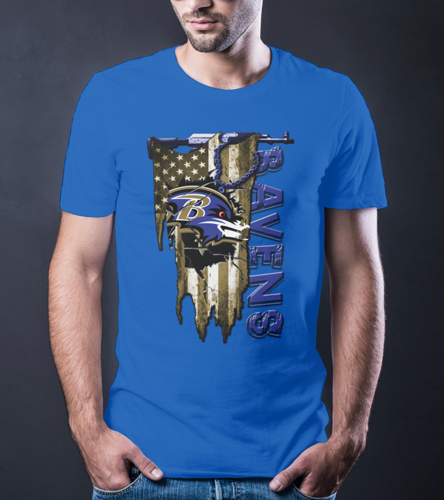 Baltimore Ravens American Flag Chain T-Shirt