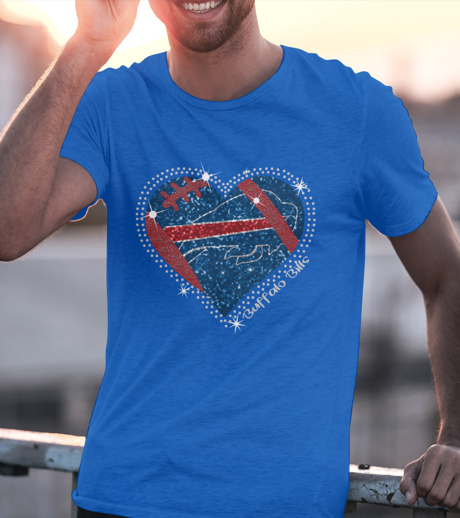 Buffalo Bills Heart Football Sparkle T-Shirt