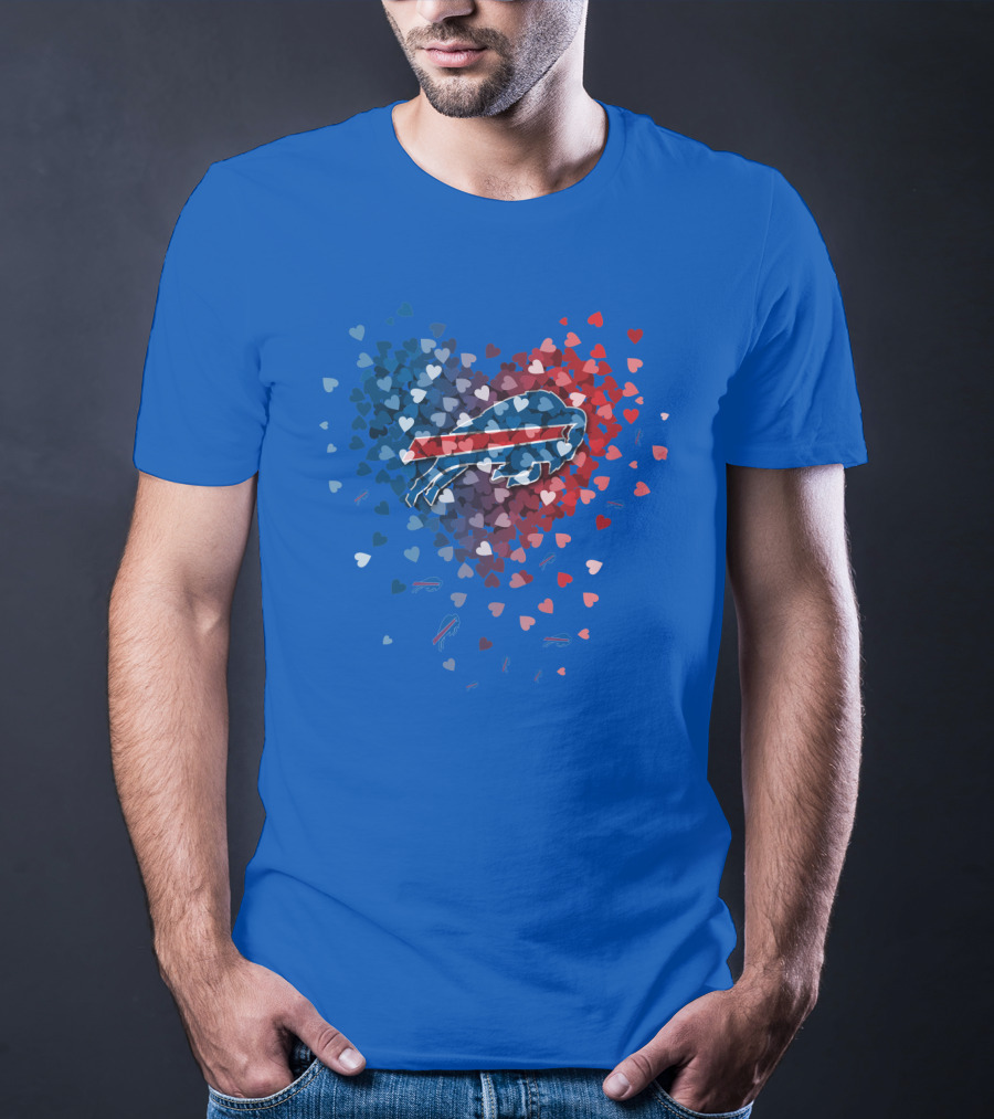 Buffalo Bills Heart-Shaped Logo With Colorful Hearts T-Shirt