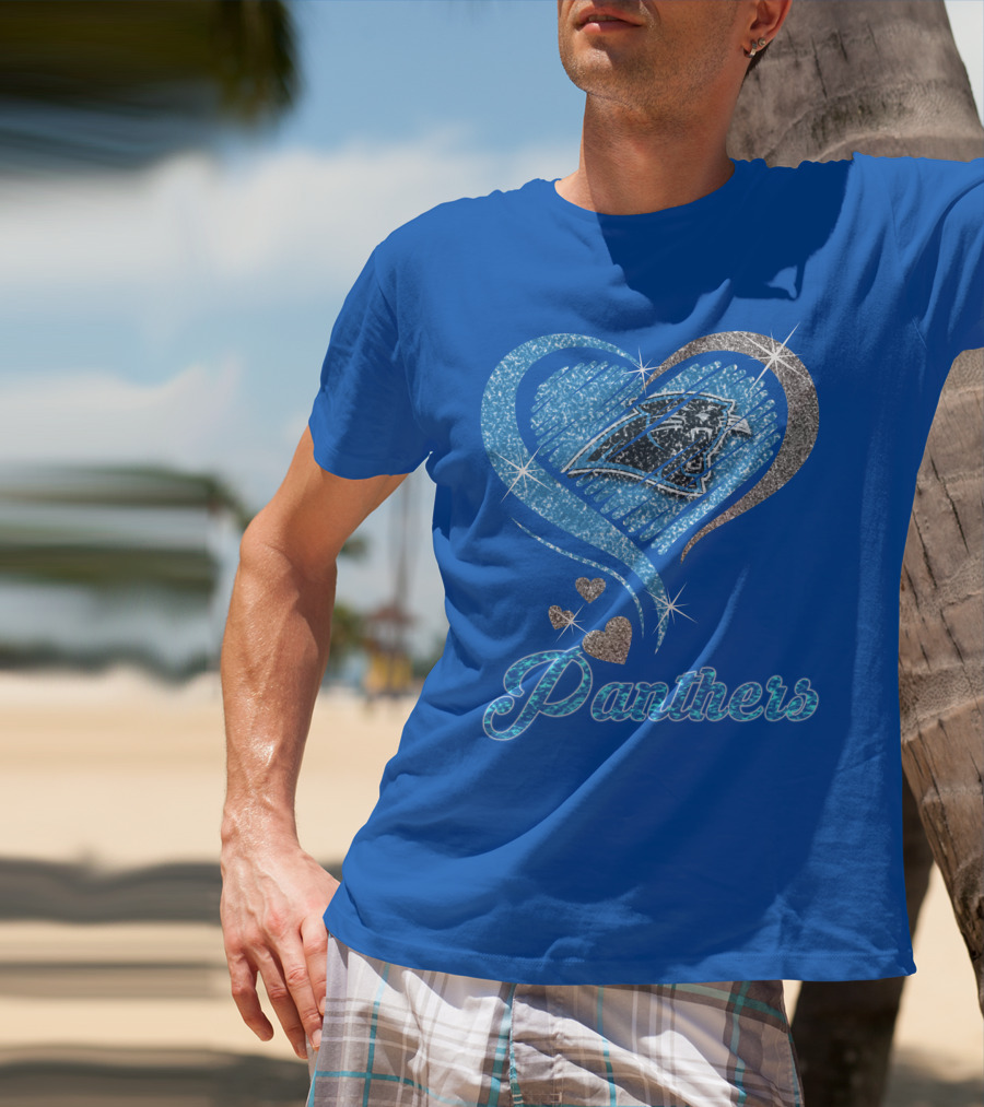 Panthers Heart Silver Blue T-Shirt
