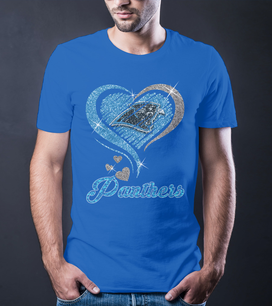 Panthers Heart Silver Blue T-Shirt