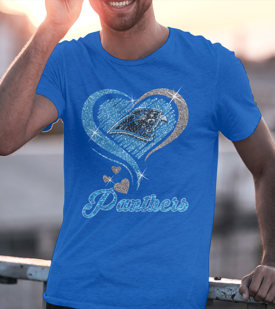 Panthers Heart Silver Blue T-Shirt