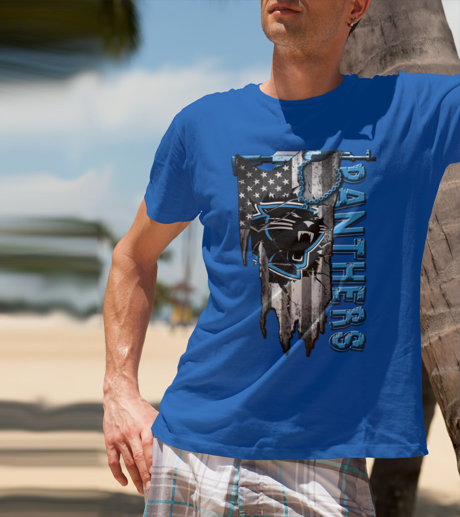 American Flag Carolina Panthers Logo Panthers T-Shirt