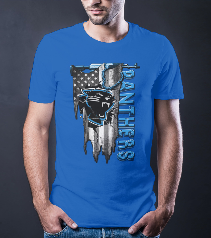 American Flag Carolina Panthers Logo Panthers T-Shirt