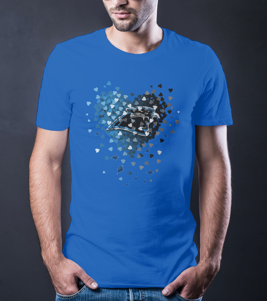 Carolina Panthers Heart-Shaped Blue And Black Logo T-Shirt