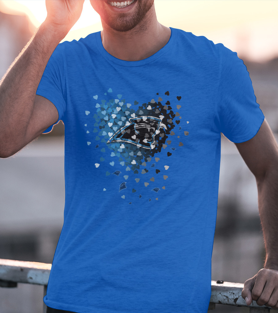 Carolina Panthers Heart-Shaped Blue And Black Logo T-Shirt