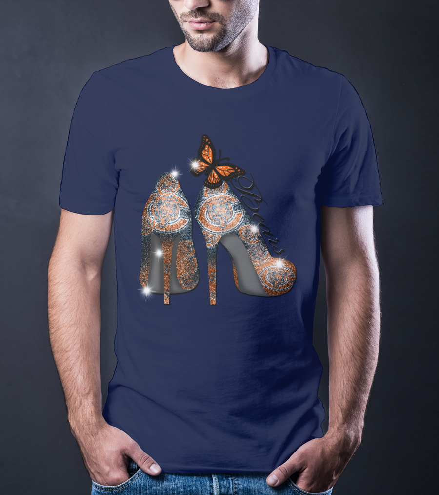Chicago Bears High Heels Butterfly Sparkle Fashion T-Shirt