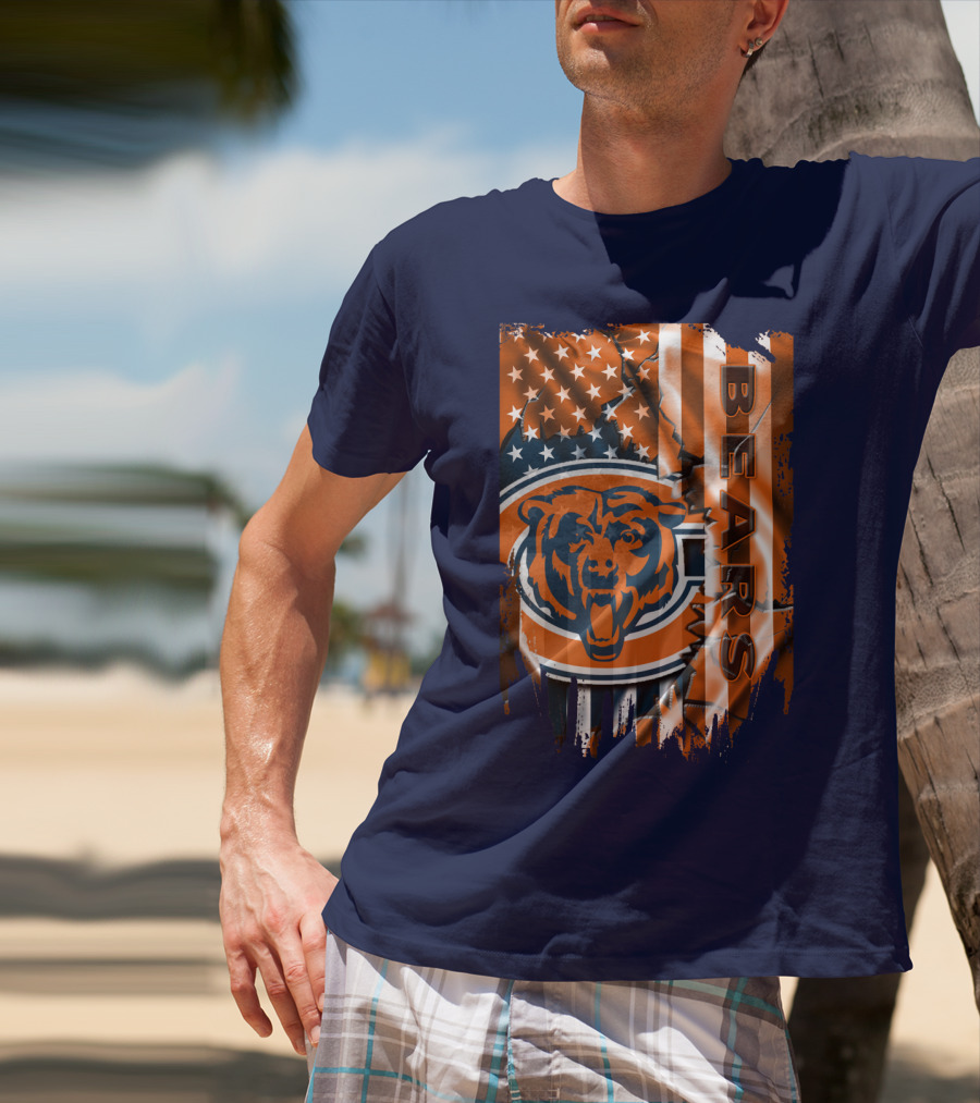 Chicago Bears American Flag Stars And Stripes T-Shirt