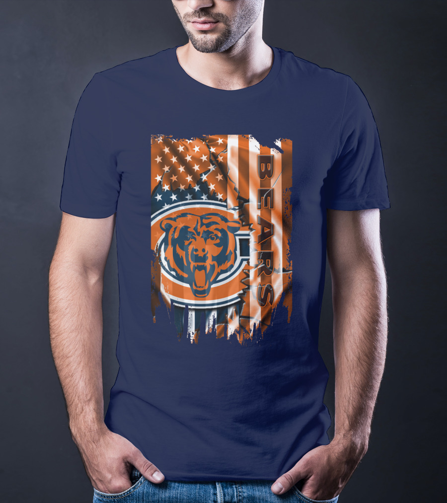 Chicago Bears American Flag Stars And Stripes T-Shirt
