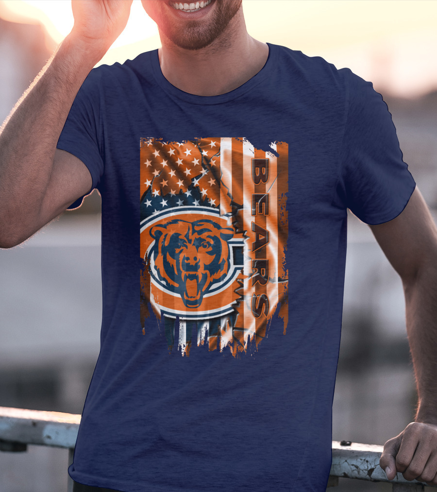 Chicago Bears American Flag Stars And Stripes T-Shirt