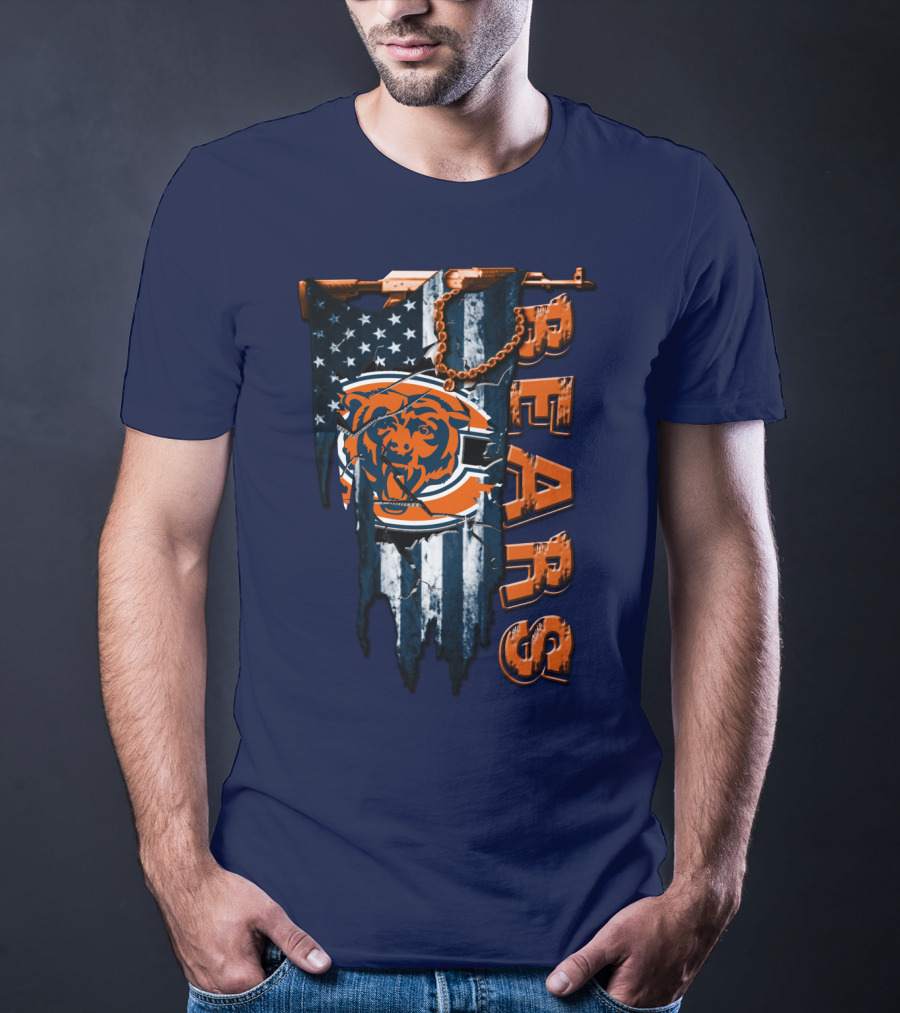 Chicago Bears American Flag Bear T-Shirt