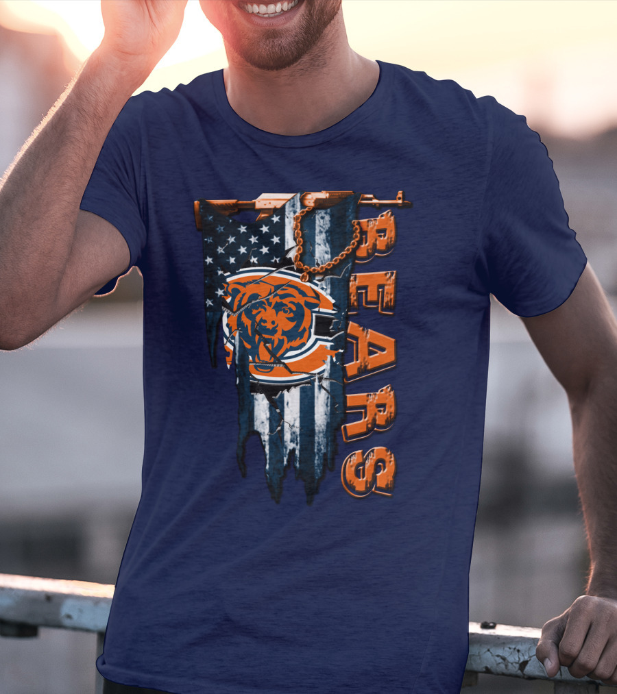 Chicago Bears American Flag Bear T-Shirt
