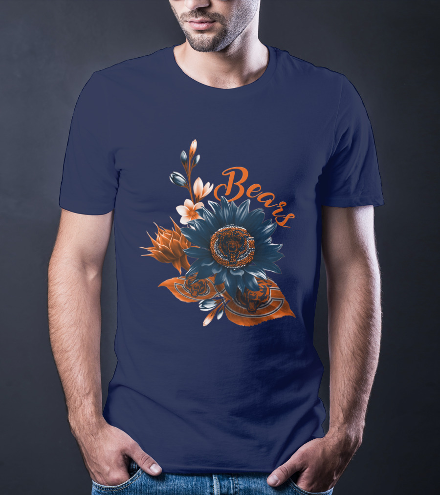 Bears Floral Design With Chicago Bears T-Shirt