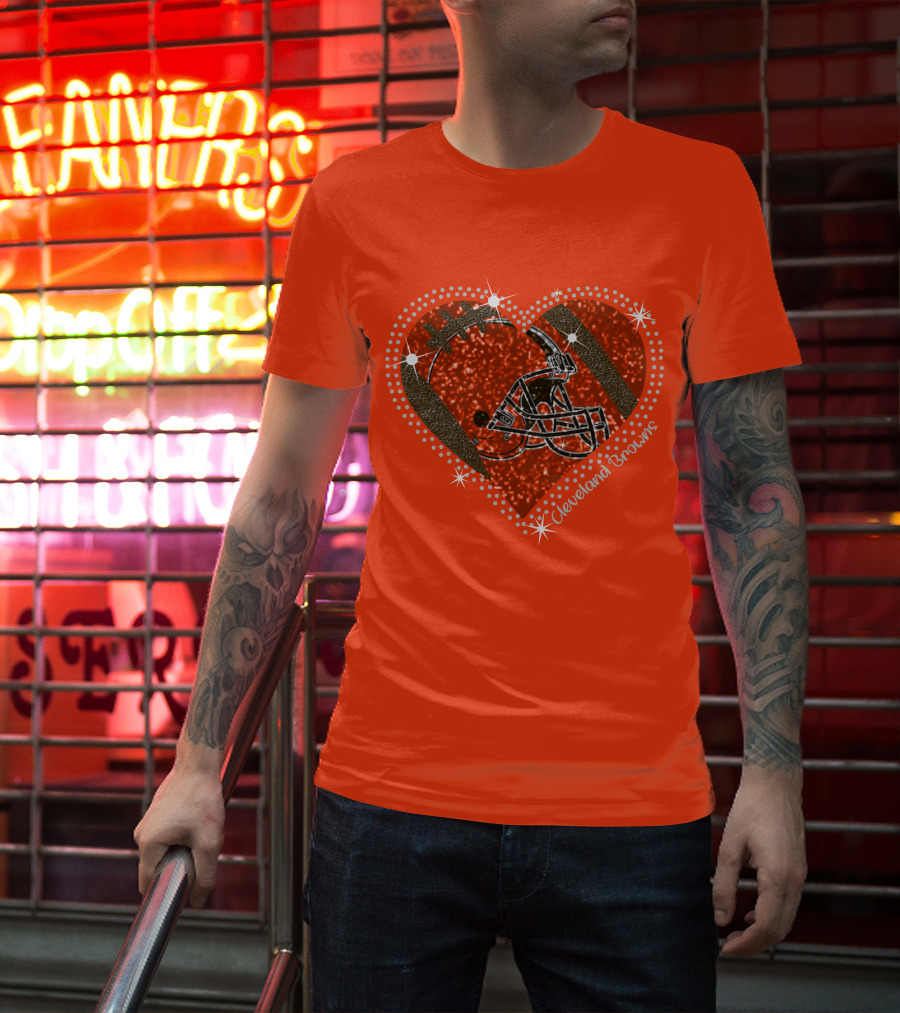 Cleveland Browns Heart Helmet Football Stars T-Shirt