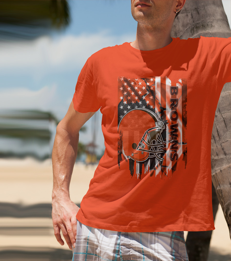 Browns American Flag Helmet T-Shirt