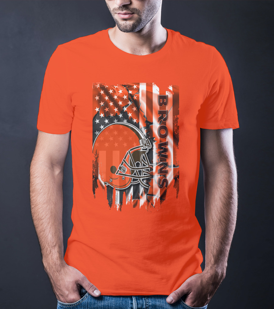 Browns American Flag Helmet T-Shirt