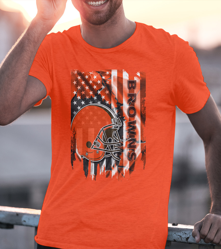 Browns American Flag Helmet T-Shirt