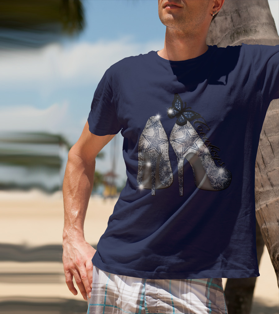 Dallas Cowboys Heels And Butterfly Sparkle Stars T-Shirt